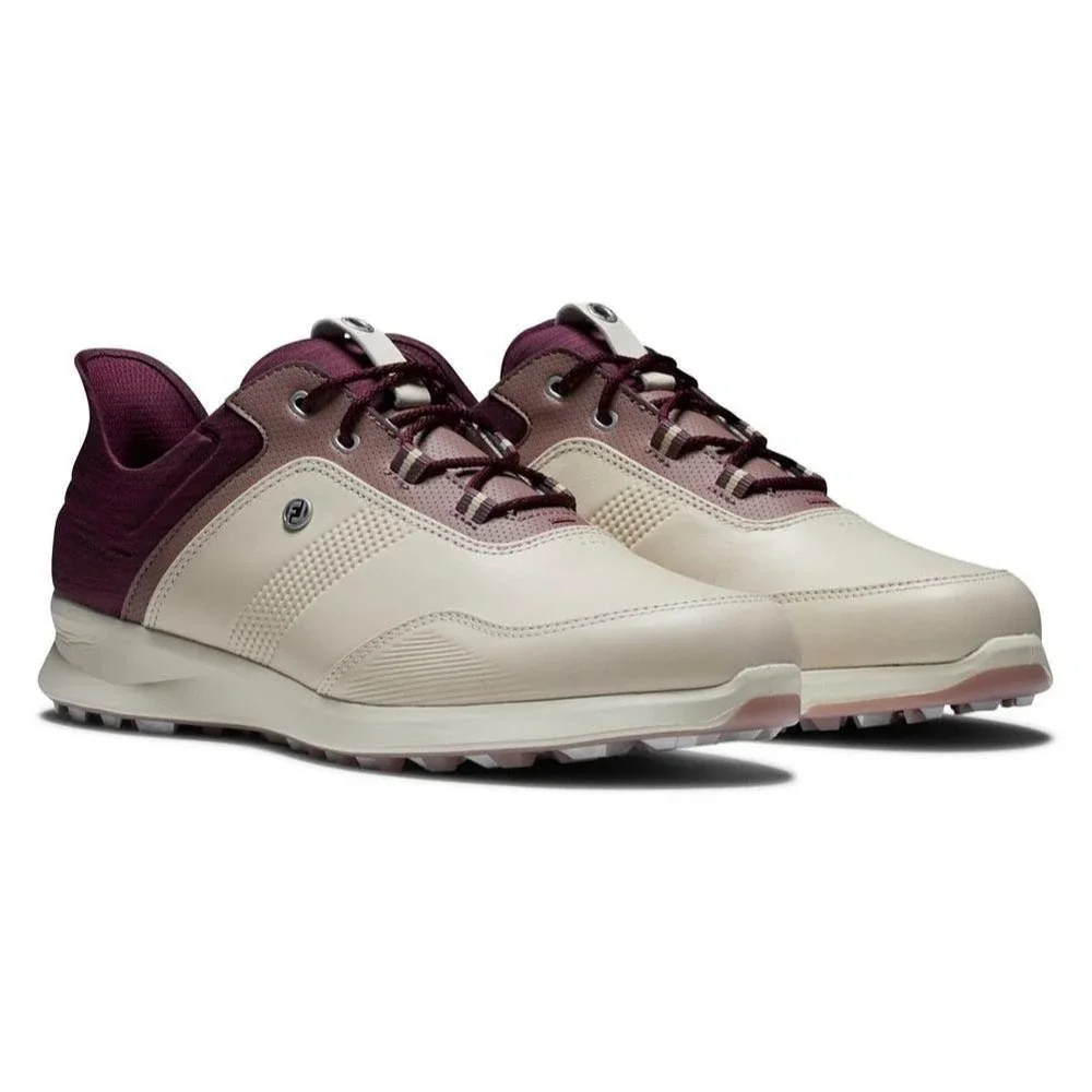 FootJoy FJ Stratos Spikeless Golf Shoes Womens 9.5 M Vanilla Merlot Versatrax